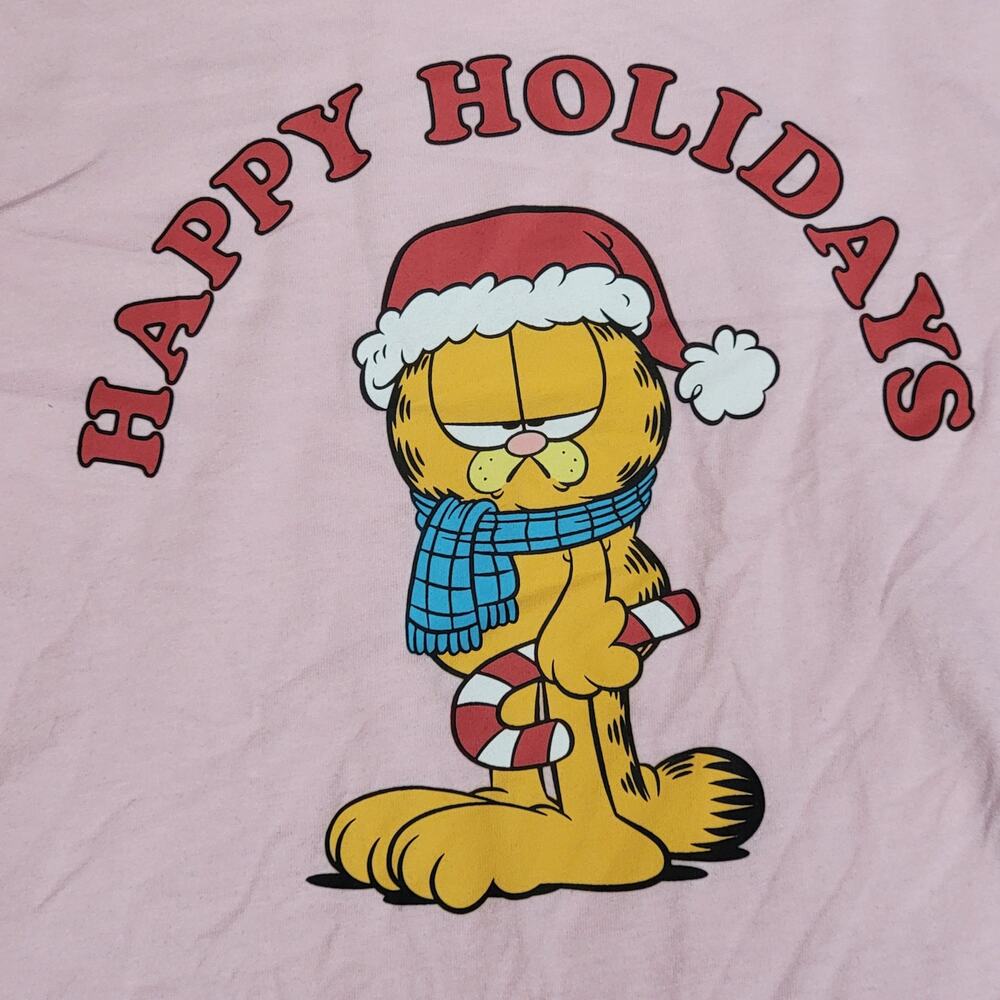 Garfield Christmas Tshirt Girls Sz S 6/6X Pink Holiday Graphic Retro Art Class - Picture 2 of 6